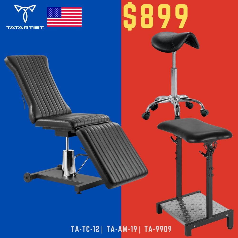 【USA】Hydraulic tattoo client chair adjustable artist chair footrest Tattoo Studio Furniture Packages