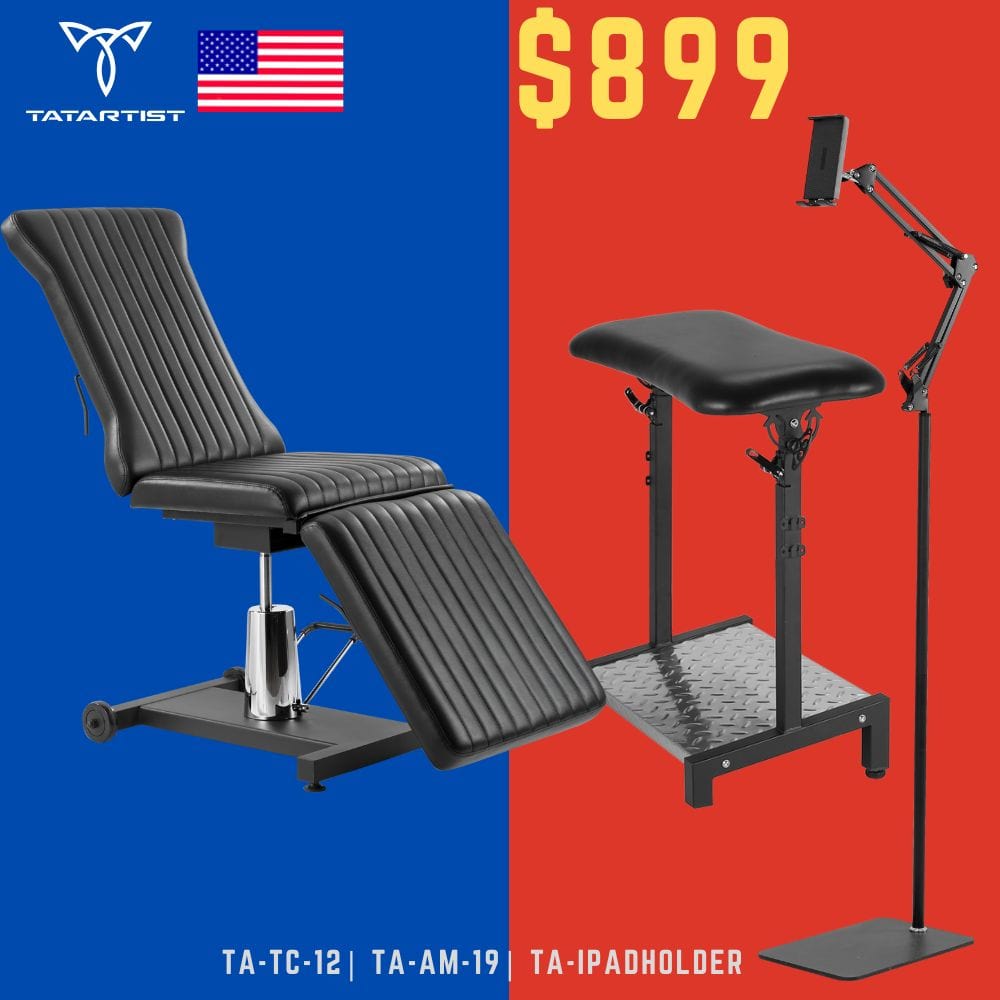 【USA】Hydraulic tattoo client chair adjustable artist chair footrest Tattoo Studio Furniture Packages